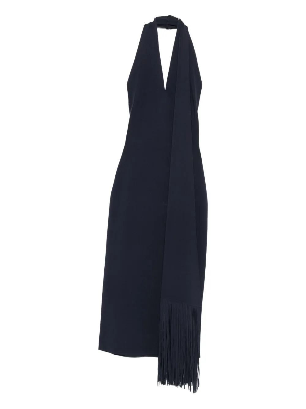 Cult Gaia Halterneck Fringed Dress In Blue