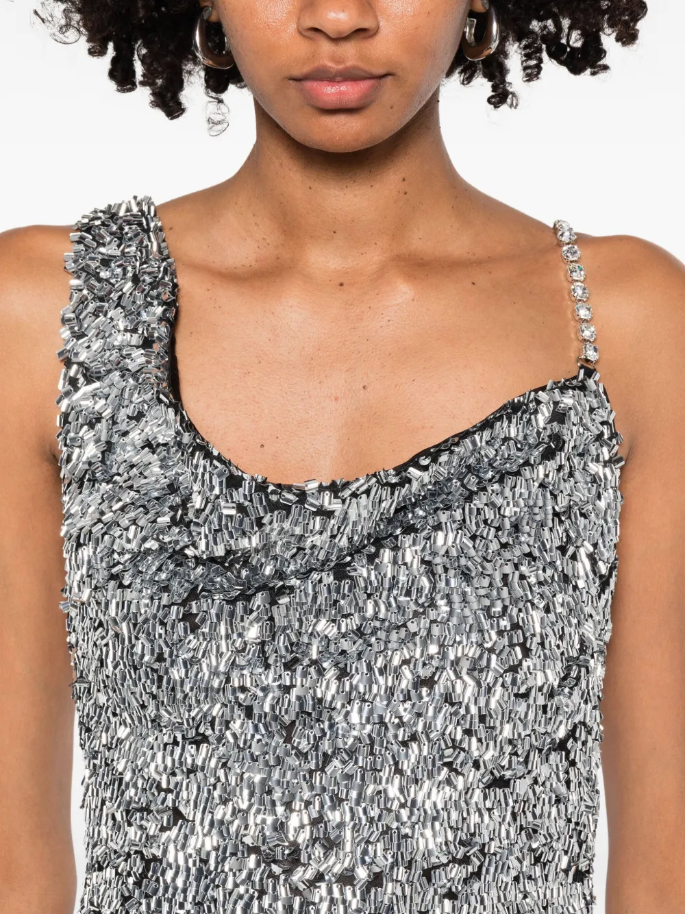Area Sequin-embellished One-shoulder Dress In Gray