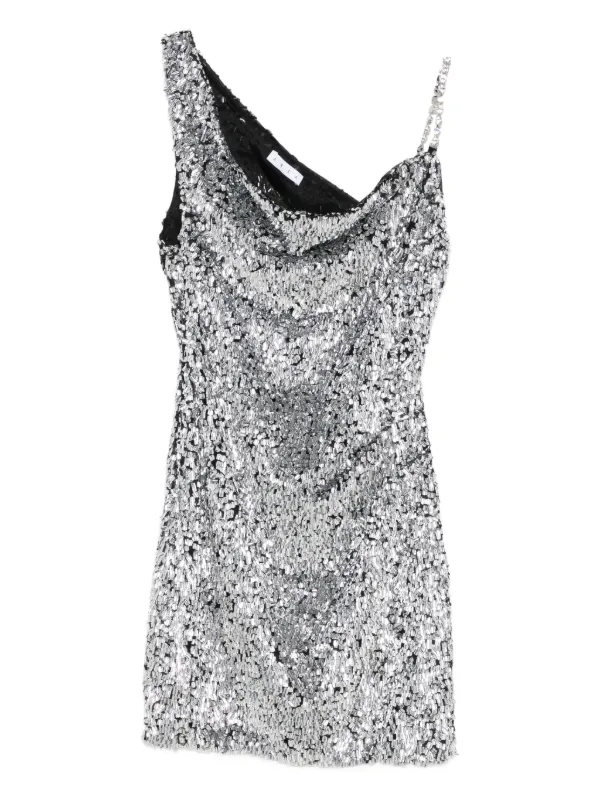 AREA sequin-embellished one-shoulder Dress | Silver | FARFETCH