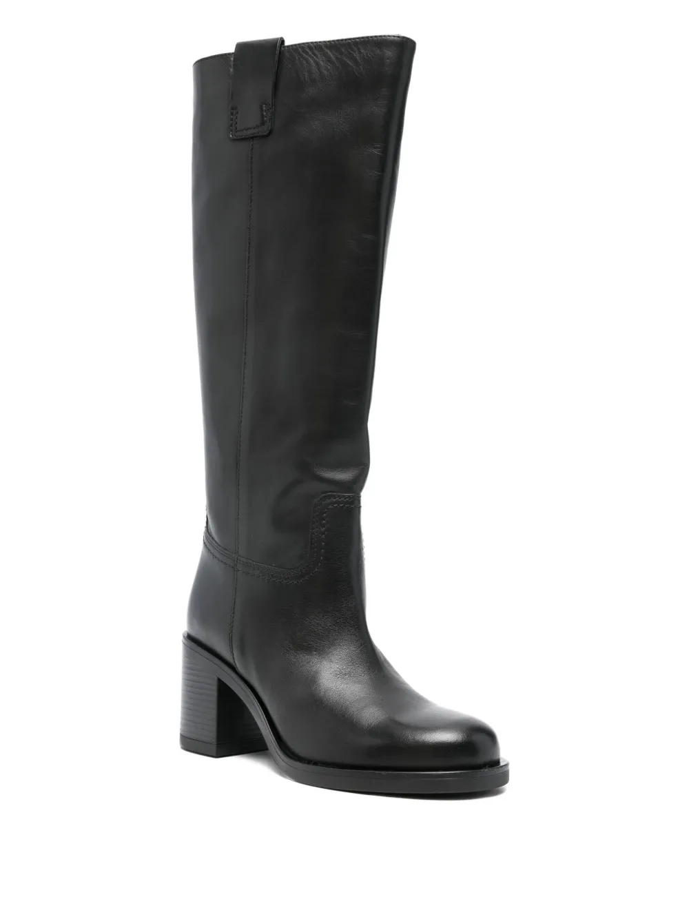 Carmens Leather Block-heel Boots In Black