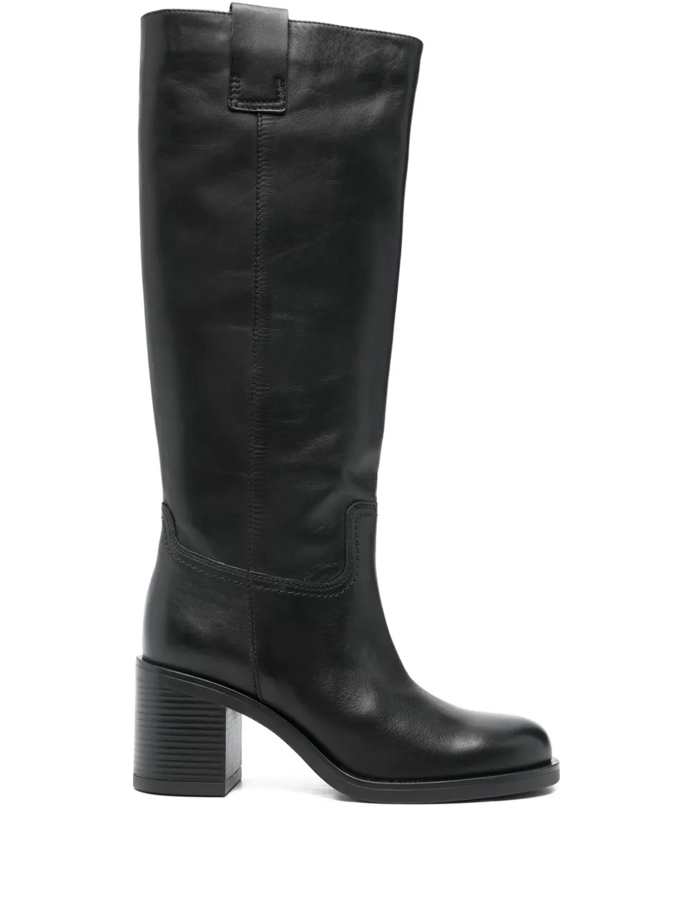 Carmens Leather Block-heel Boots In Black
