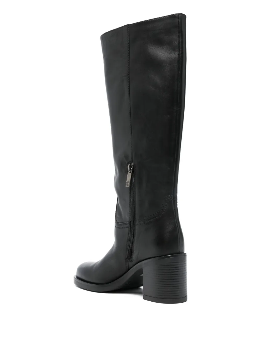 Carmens Leather Block-heel Boots In Black
