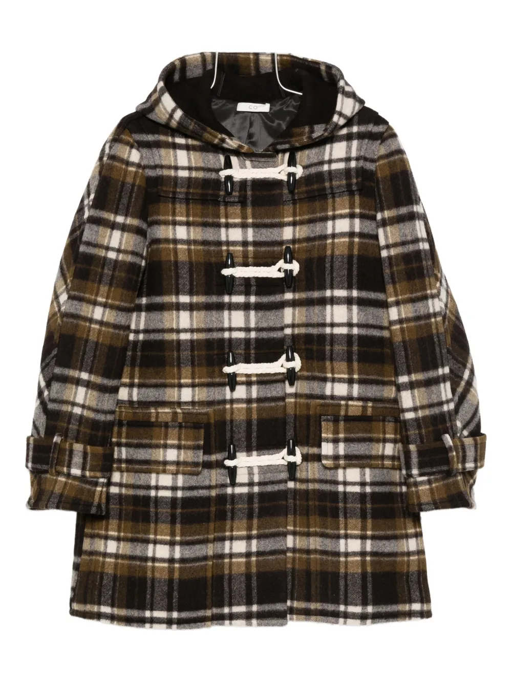 Co plaid hooded coat | Brown | Image 1