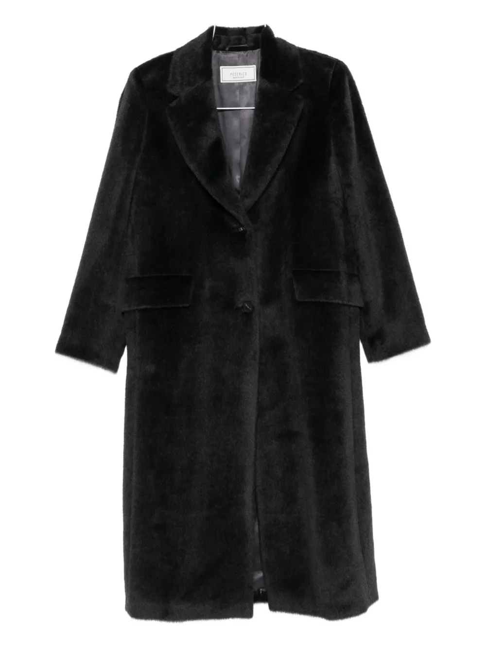 Peserico Notched-lapel Buttoned Coat In Black