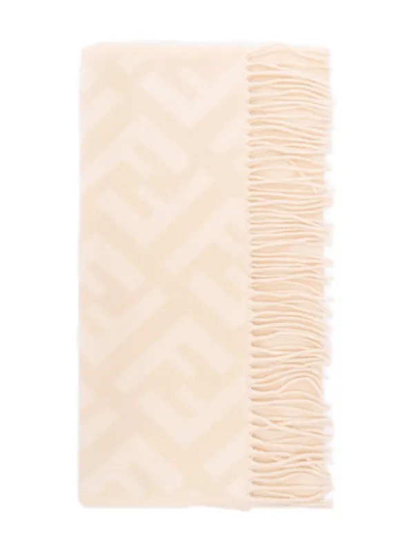 Fendi FF Logo-pattern Cashmere Scarf in Neutrals