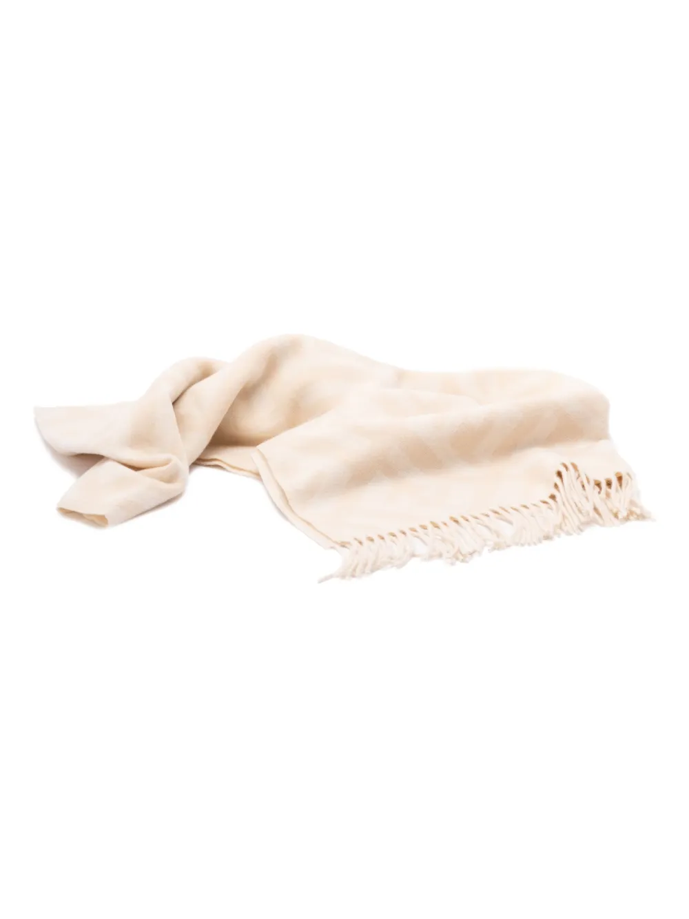 FENDI FF-monogram fringed scarf - Beige