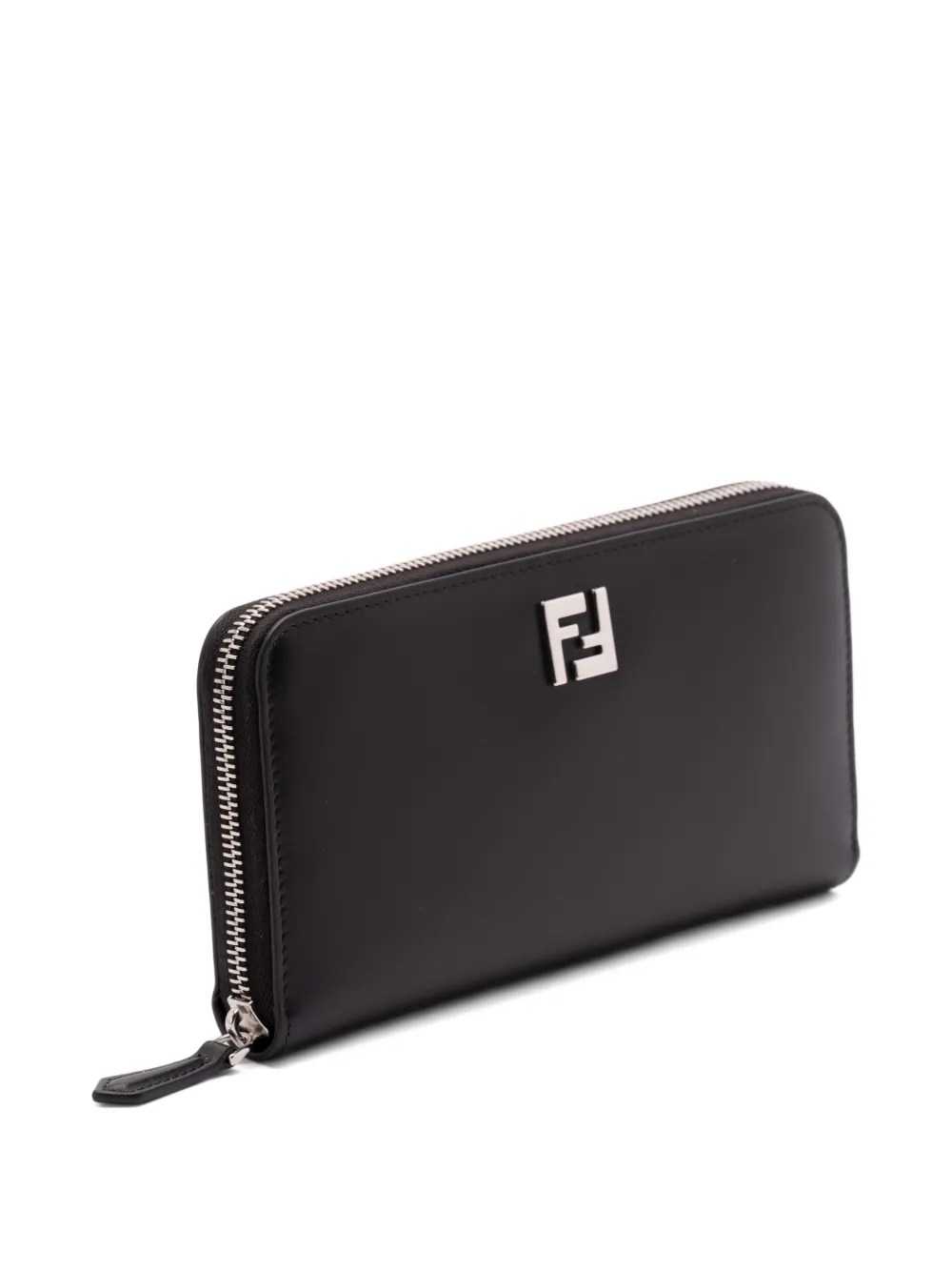 Fendi Logo-plaque Zip-around Wallet In Black