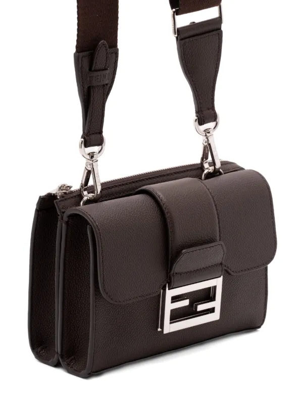 FENDI ダブルバゲット レザーメッセンジャーバッグ | ブラウン