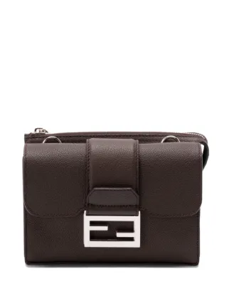 FENDI ダブルバゲット レザーメッセンジャーバッグ | ブラウン