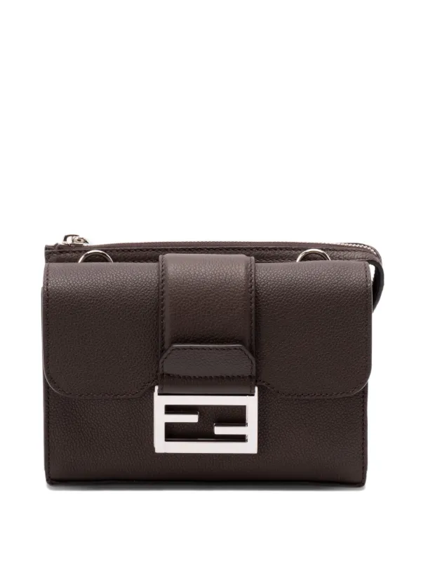 &Gander ダブルフラップ フィールドバッグ キャンバス レザー FENDI ダブルバゲット レザーメッセンジャーバッグ | ブラウン