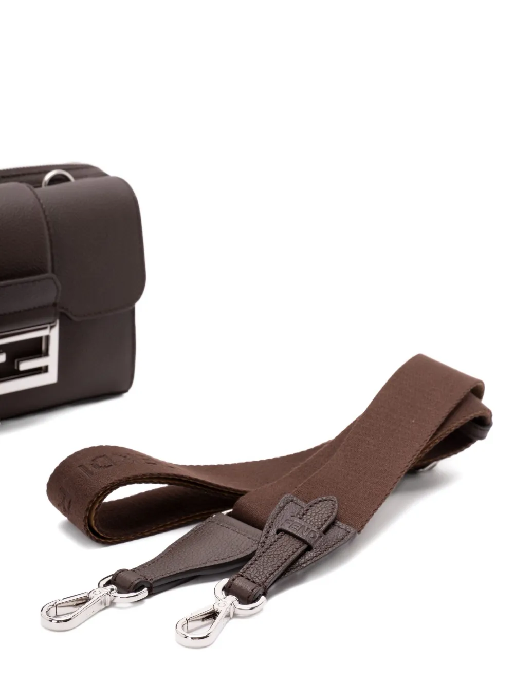 FENDI Double Baguette leren messengertas Bruin