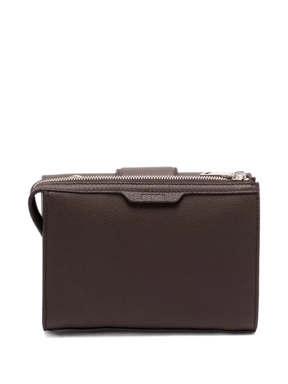 FENDI Double Baguette leather messenger bag - Bruin