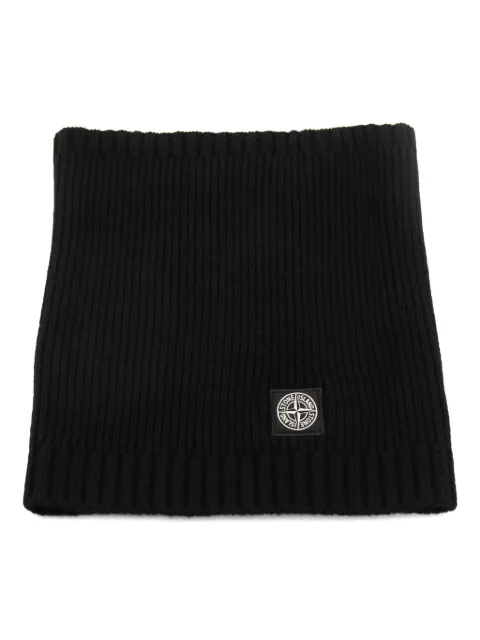 Stone Island Junior ribbed logo-patch scarf