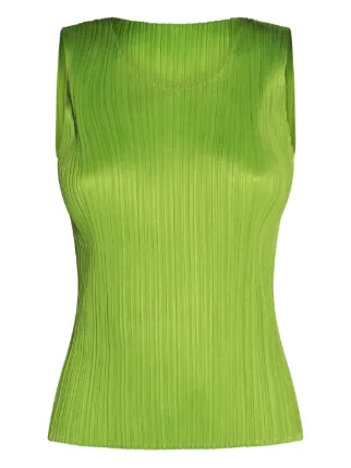 Pleats Please Issey Miyake ノースリーブ トップ | グリーン