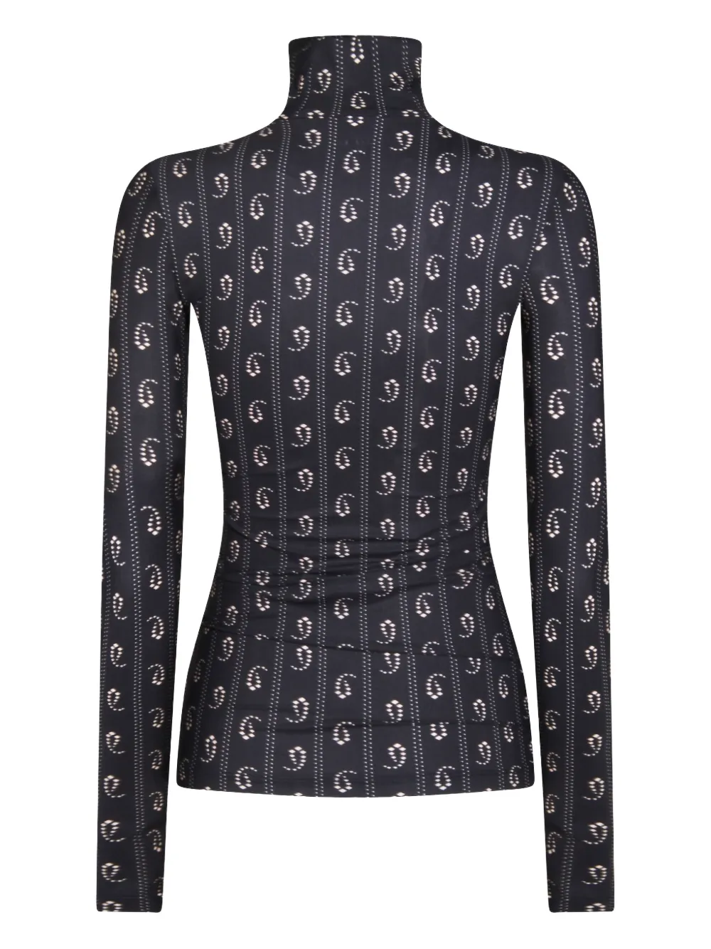 Tory Burch Turtleneck Long Sleeve Fitted Patterned Top In Blue