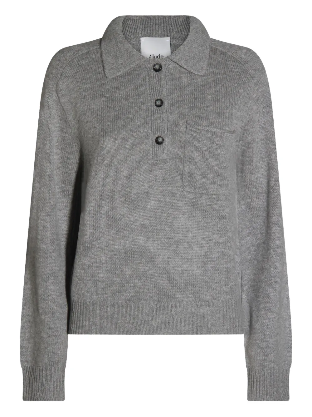 Allude Polo-neck Patch-pocket Sweater In Gray