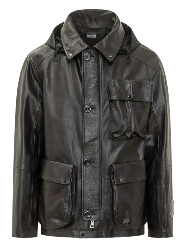 CP COMPANY ブラックレザージャケット C.P. Company フーデッド レザージャケット | ブラック | FARFETCH JP