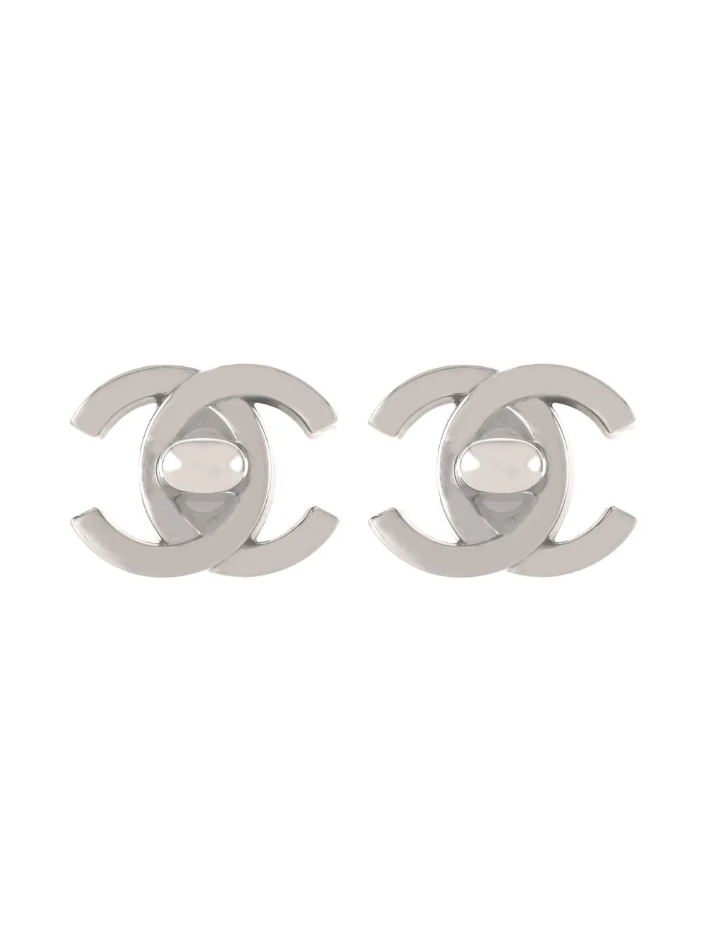 CHANEL Pre-Owned 1996 Turn Lock clip-on earrings - シルバートーン CHANEL Pre-Owned 1996 Turn Lock clip-on earrings - シルバートーン