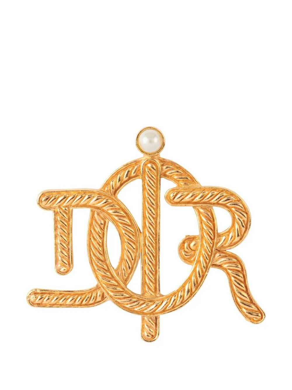 Christian Dior Pre-Owned 1980s CD-logo brooch - Gold