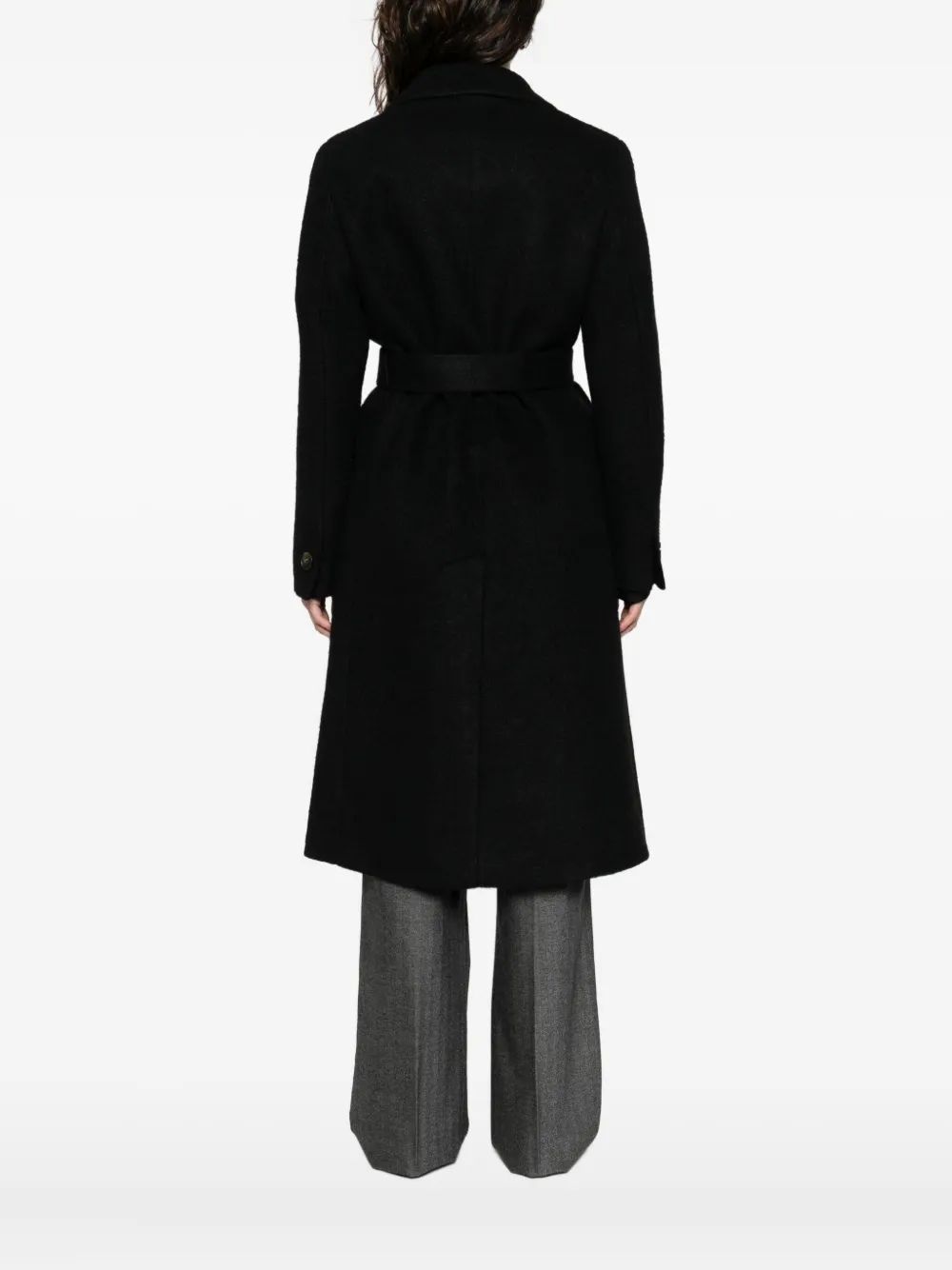 Manuel Ritz Belted Double-breasted Coat In Black