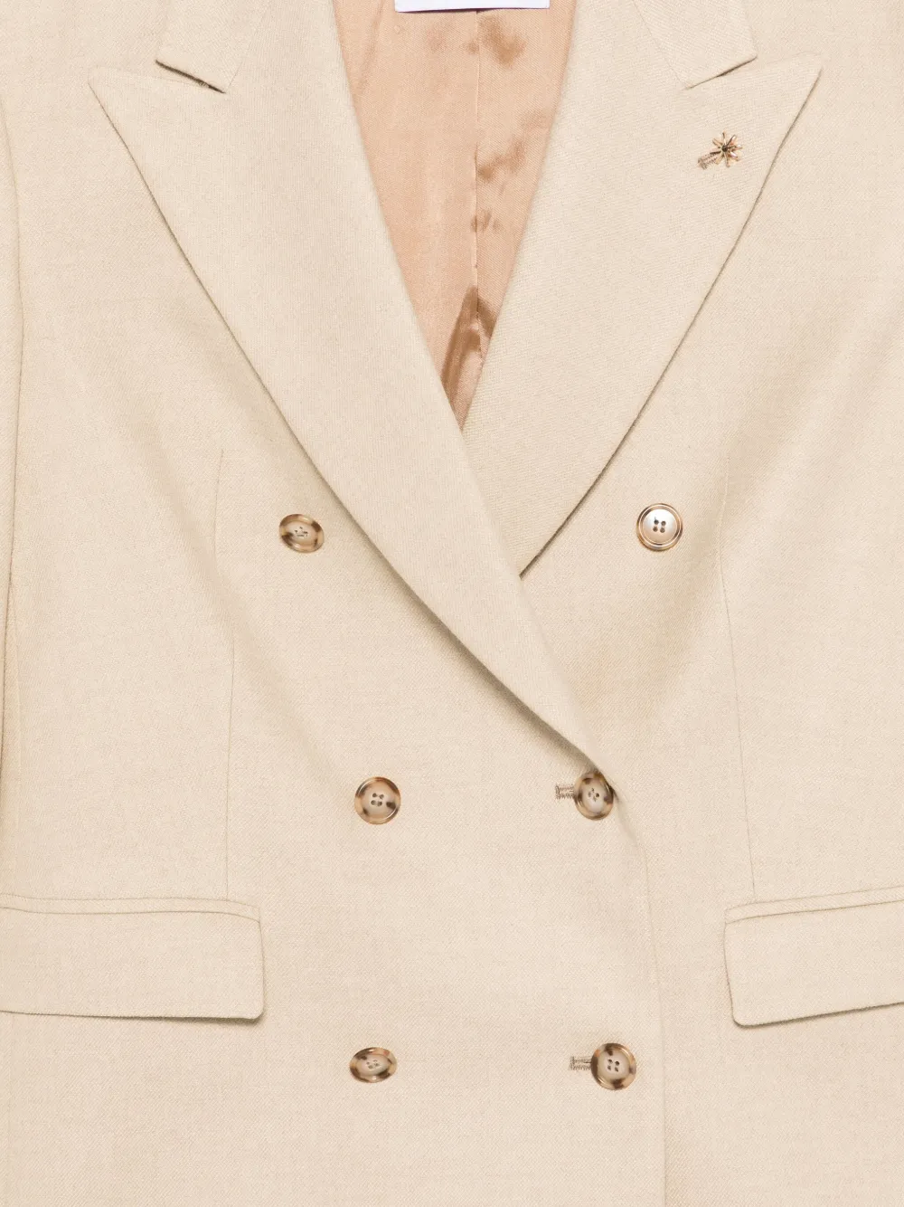 Manuel Ritz Flannel Double-breasted Blazer In Neutral