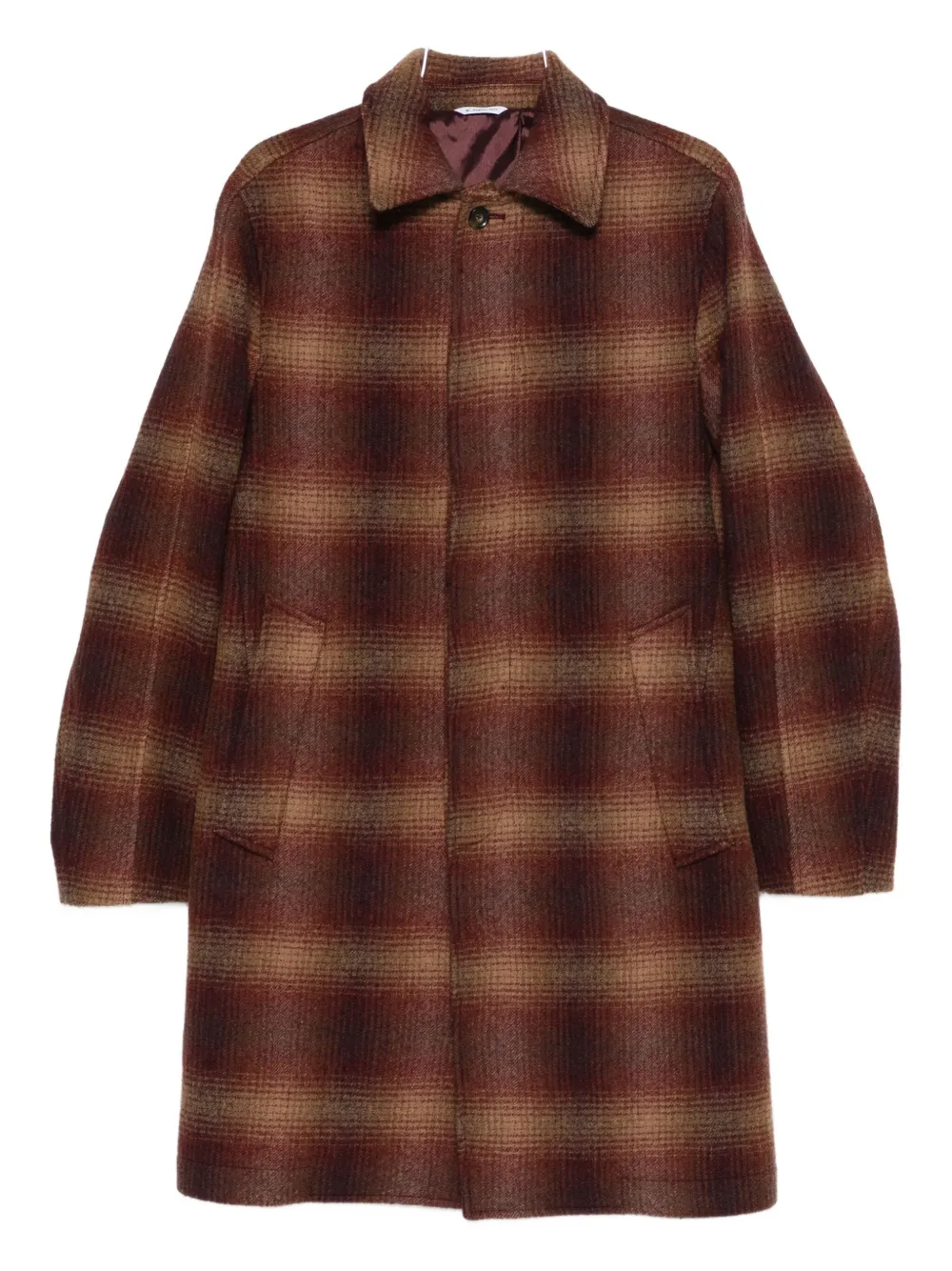 Manuel Ritz Checked Coat In Brown