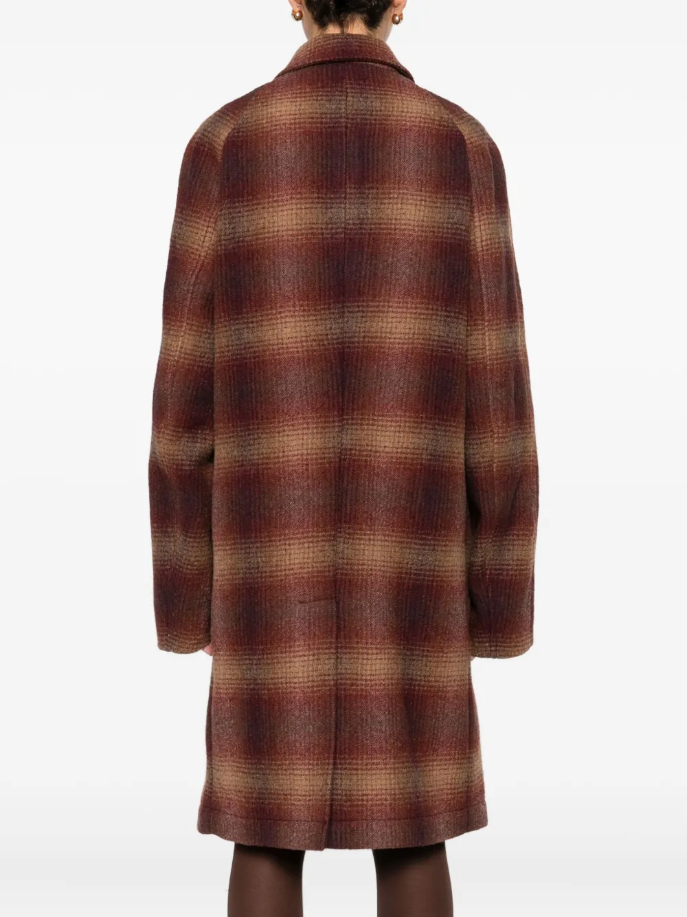Manuel Ritz Checked Coat In Brown