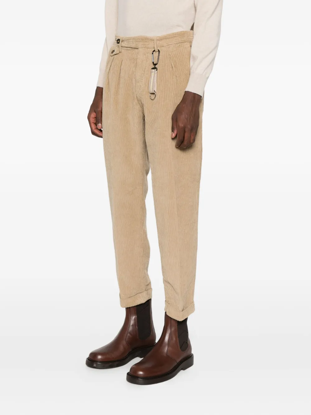 Manuel Ritz Pleated Straight-leg Trousers In Neutral