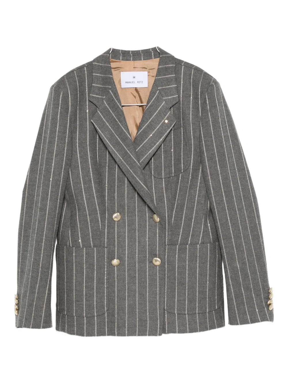 Manuel Ritz Pinstriped Blazer In Gray