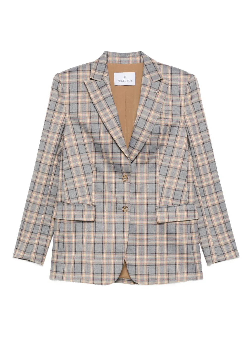 Manuel Ritz Check-print Blazer In Gray
