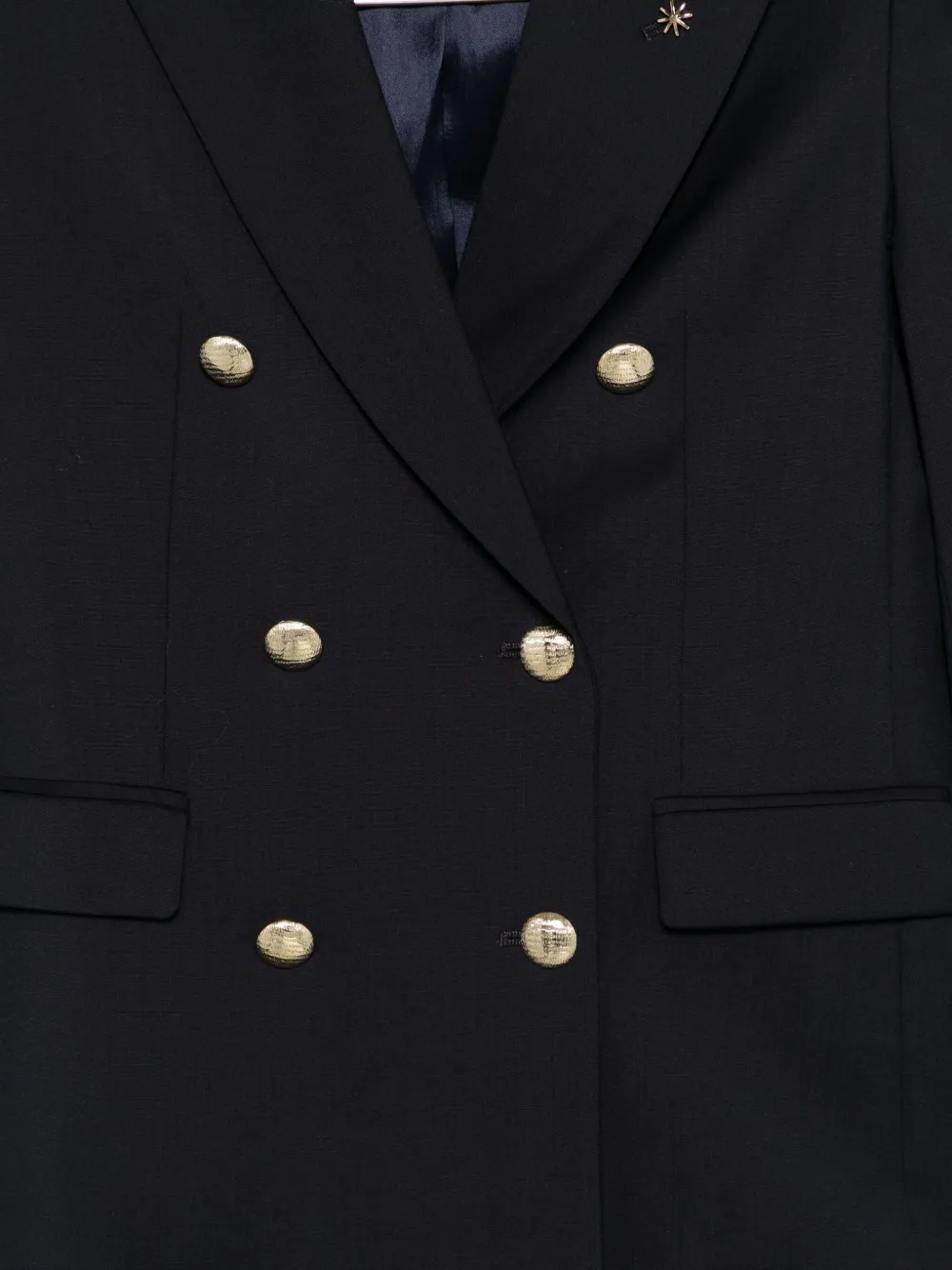 Manuel Ritz Double-breasted Wool Blazer In Blue