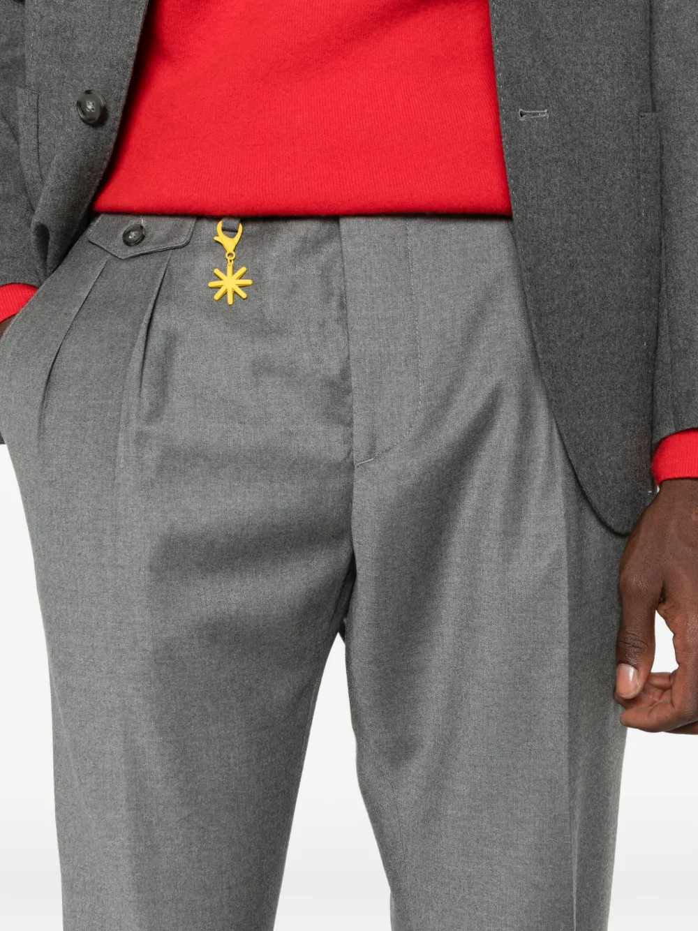 Manuel Ritz Broek met geplooid detail Grijs