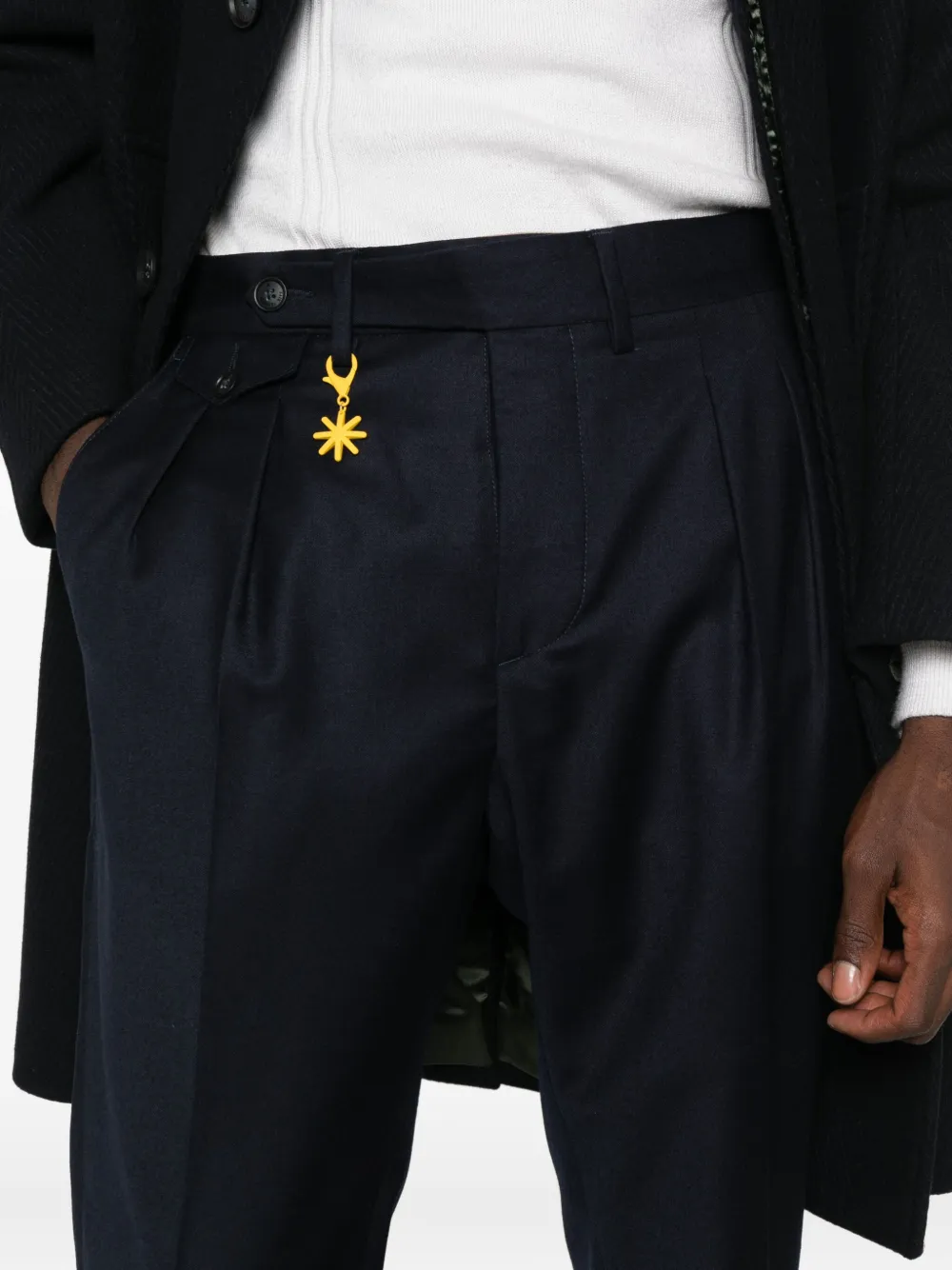 Manuel Ritz Broek met geplooid detail Blauw