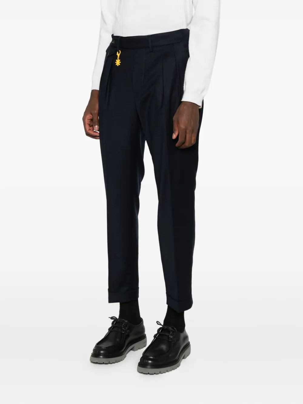 Manuel Ritz Broek met geplooid detail Blauw