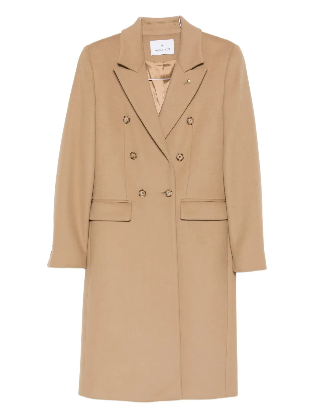 Manuel Ritz Double-breasted Wool-blend Coat In Neutral