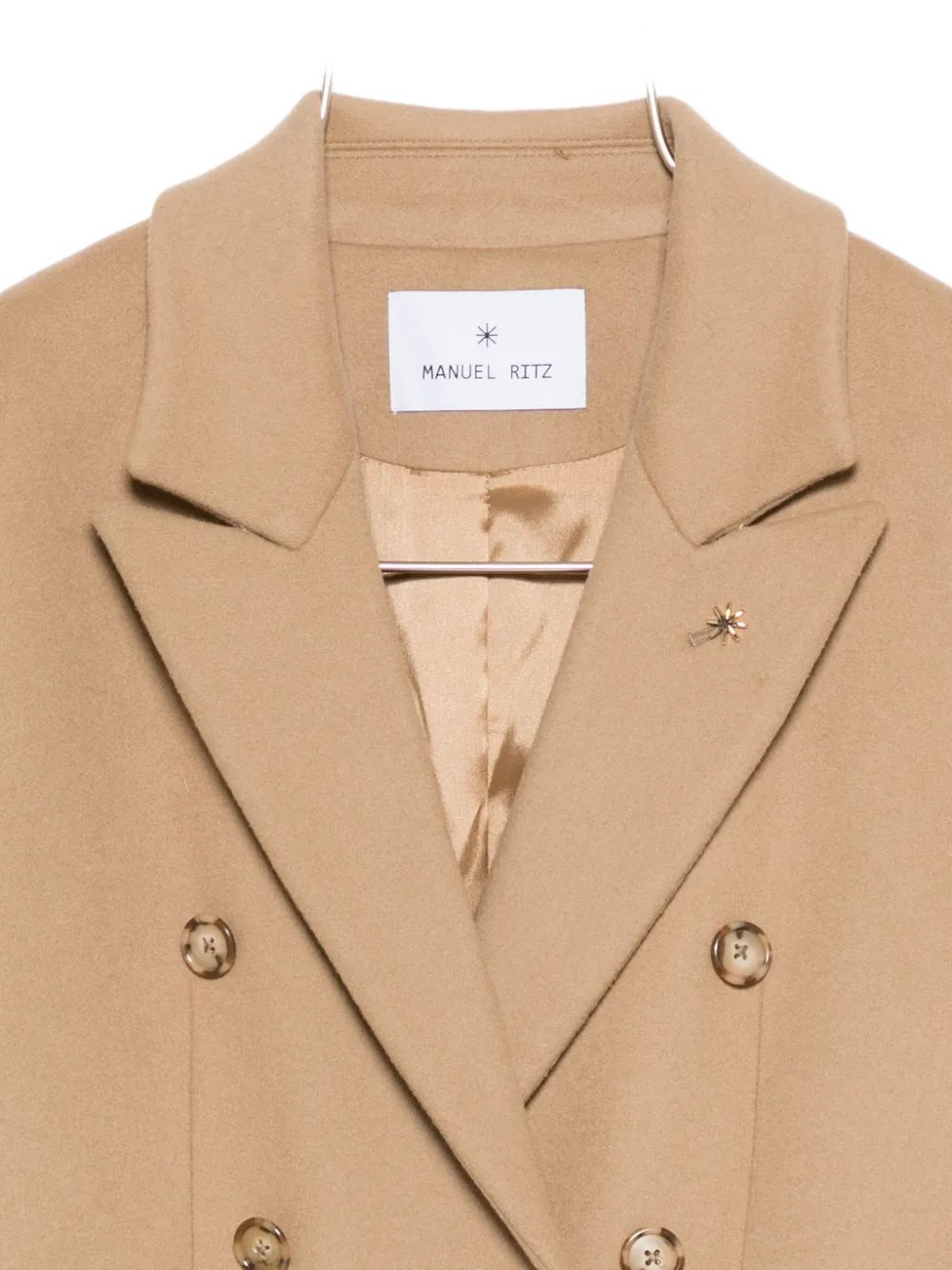 Manuel Ritz Double-breasted Wool-blend Coat In Neutral