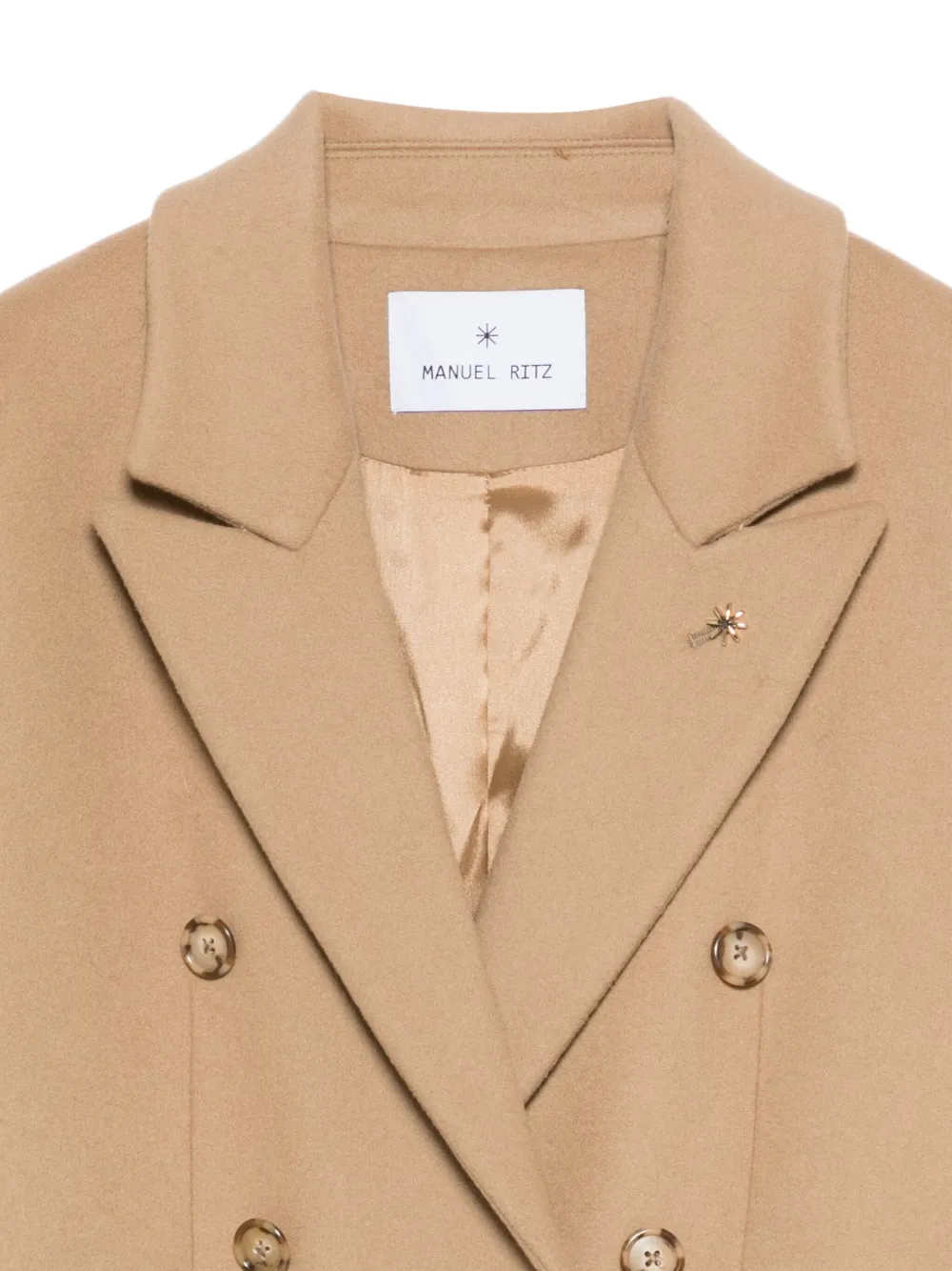 Manuel Ritz Jas met dubbele rij knopen van wolblend Beige