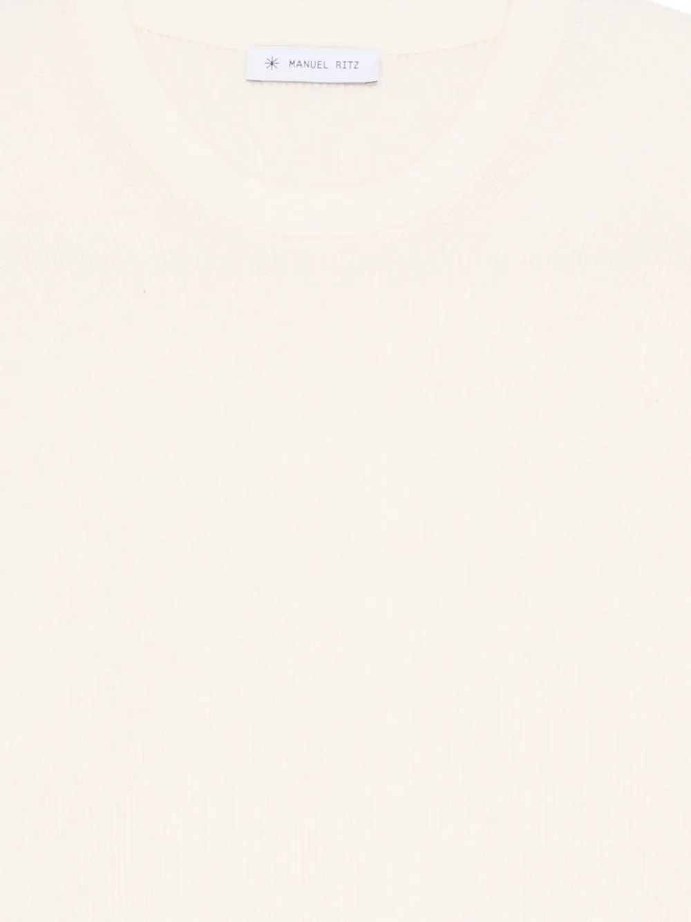 Manuel Ritz Trui van merinowol met ronde hals Beige