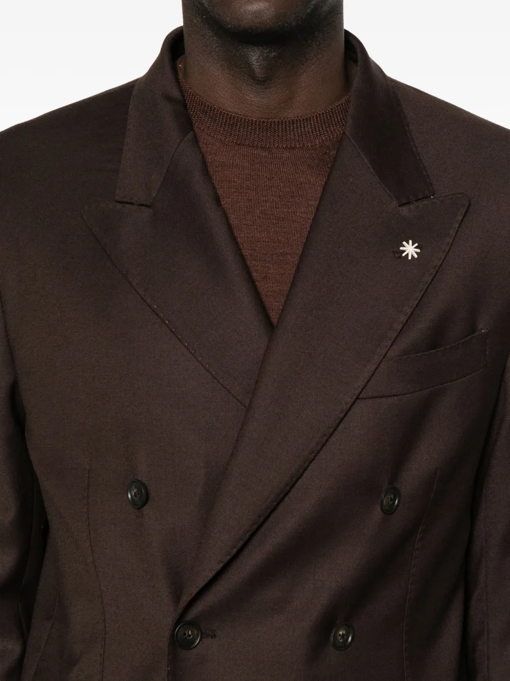 Manuel Ritz Double-breasted Blazer In Brown