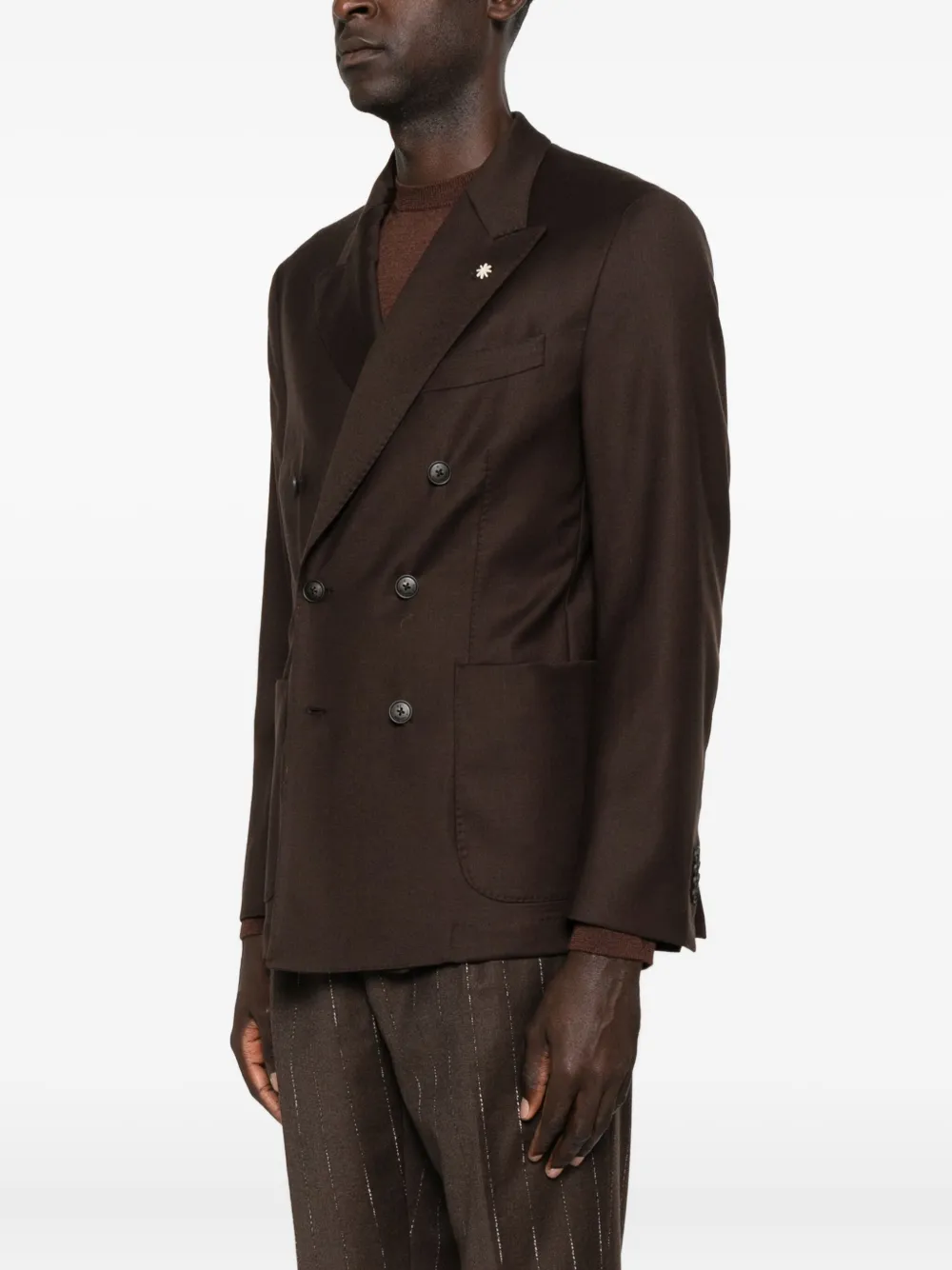 Manuel Ritz Double-breasted Blazer In Brown