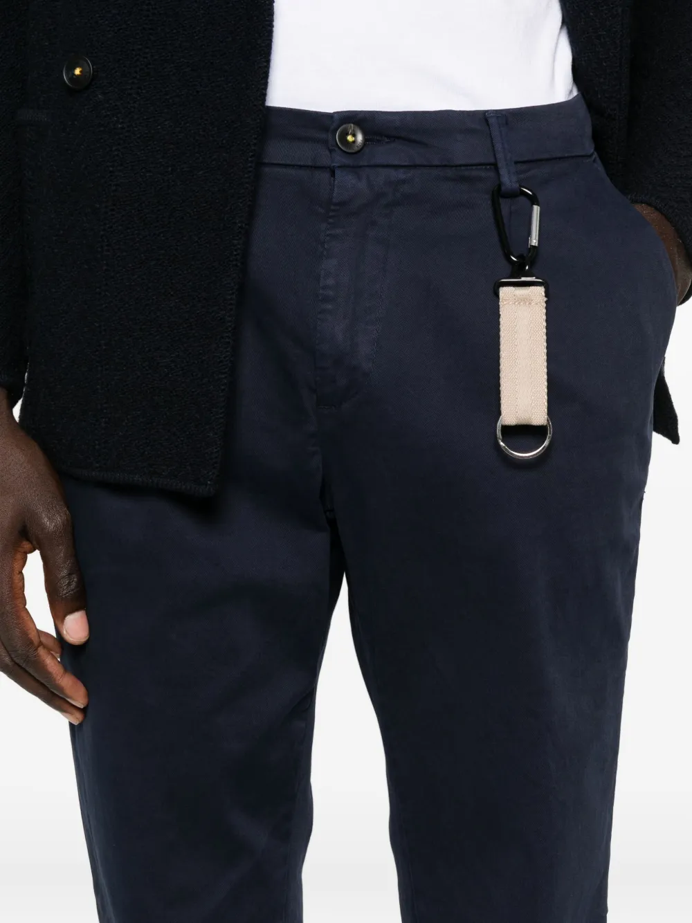 Manuel Ritz Pleated Twill Chino Trousers In Blue