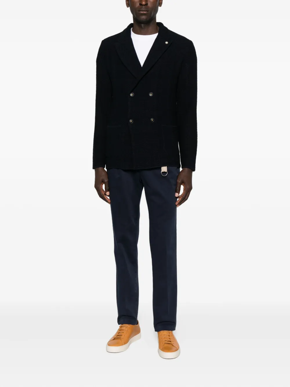 Manuel Ritz Twill chino broek met plooien - Blauw