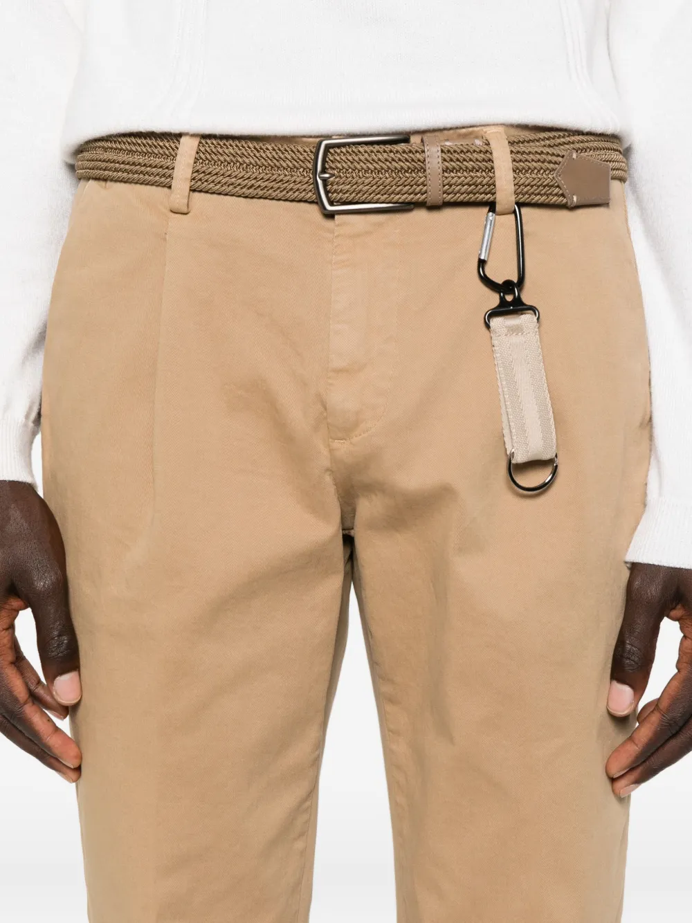 Manuel Ritz Pleated Twill Chino Trousers In Brown