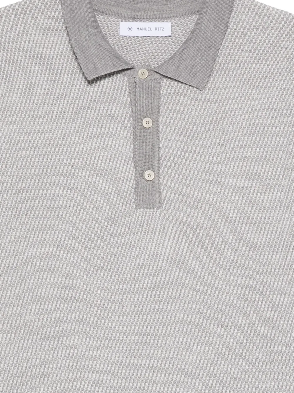 Manuel Ritz Poloshirt van wolblend met jacquard Grijs