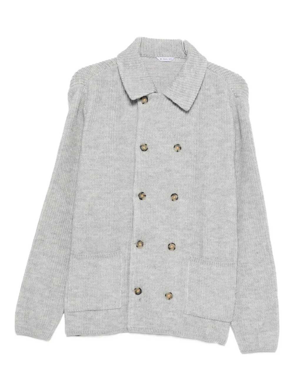 Manuel Ritz Double-breasted Knitted Blazer In Gray