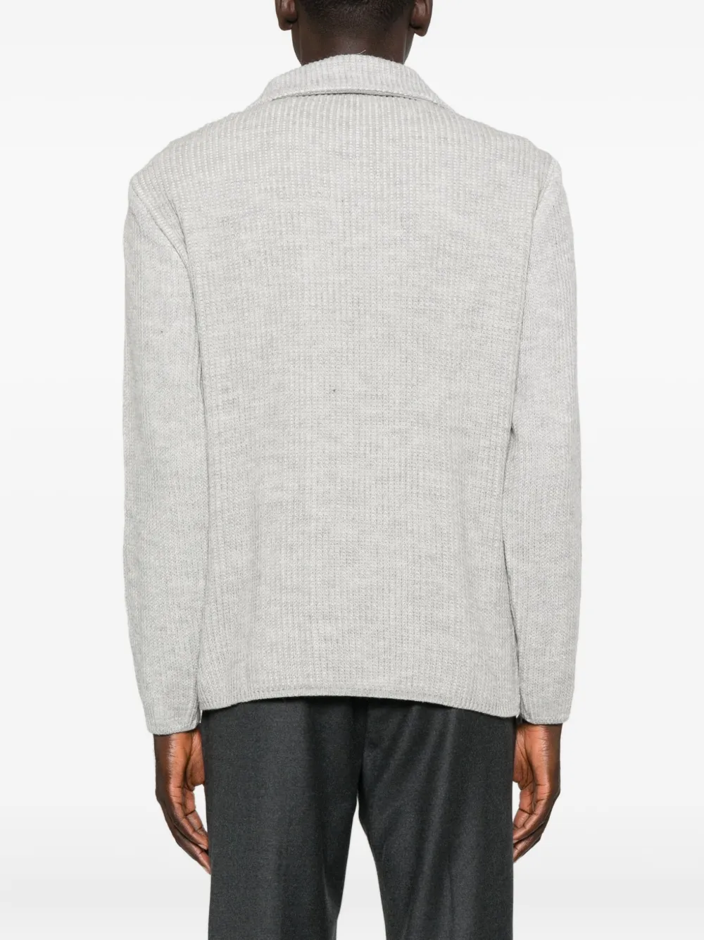 Manuel Ritz Double-breasted Knitted Blazer In Gray