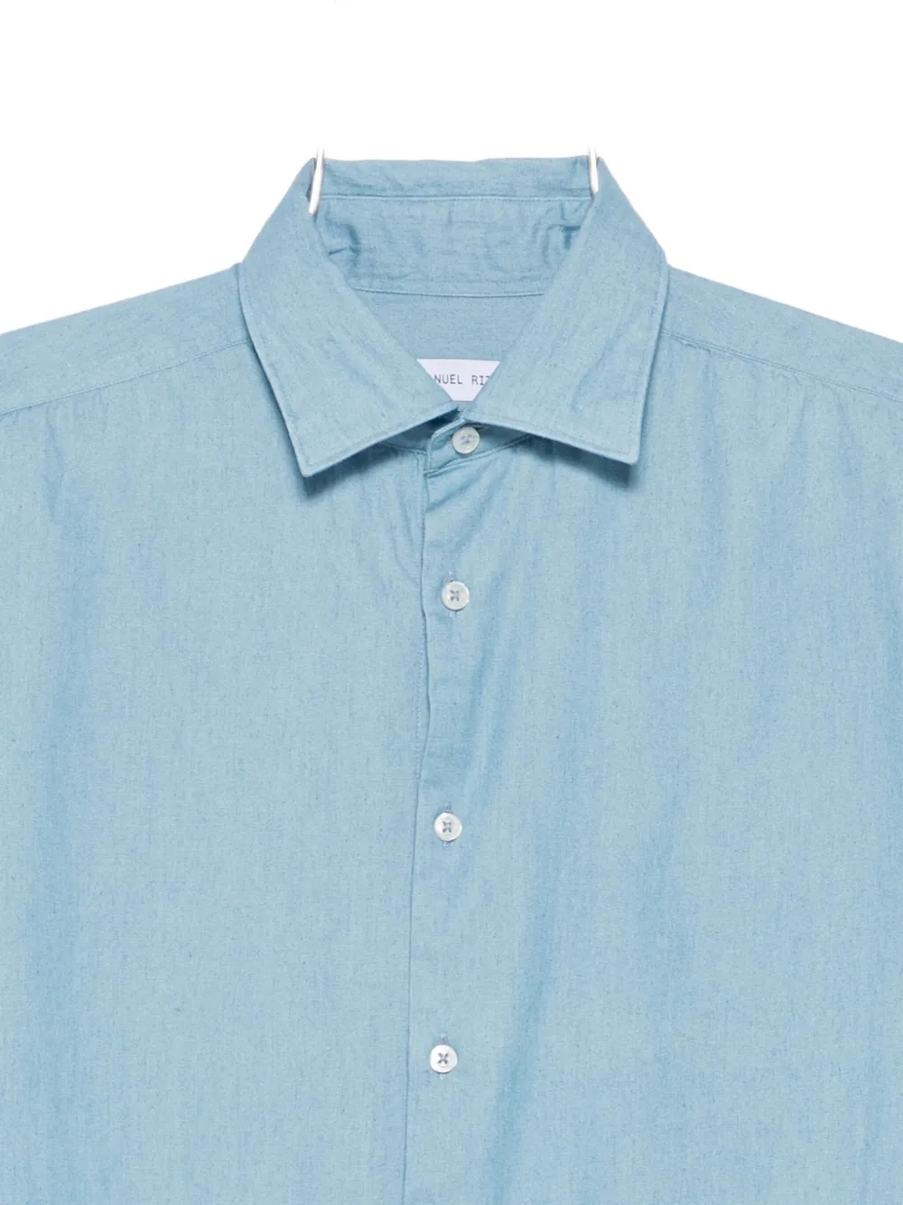 Manuel Ritz Katoenen-chambray overhemd met wassing Blauw