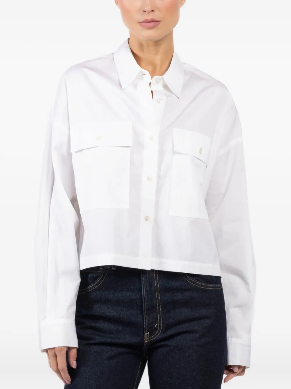 Arlo Mott Pocket-detail Cropped Shirt In White