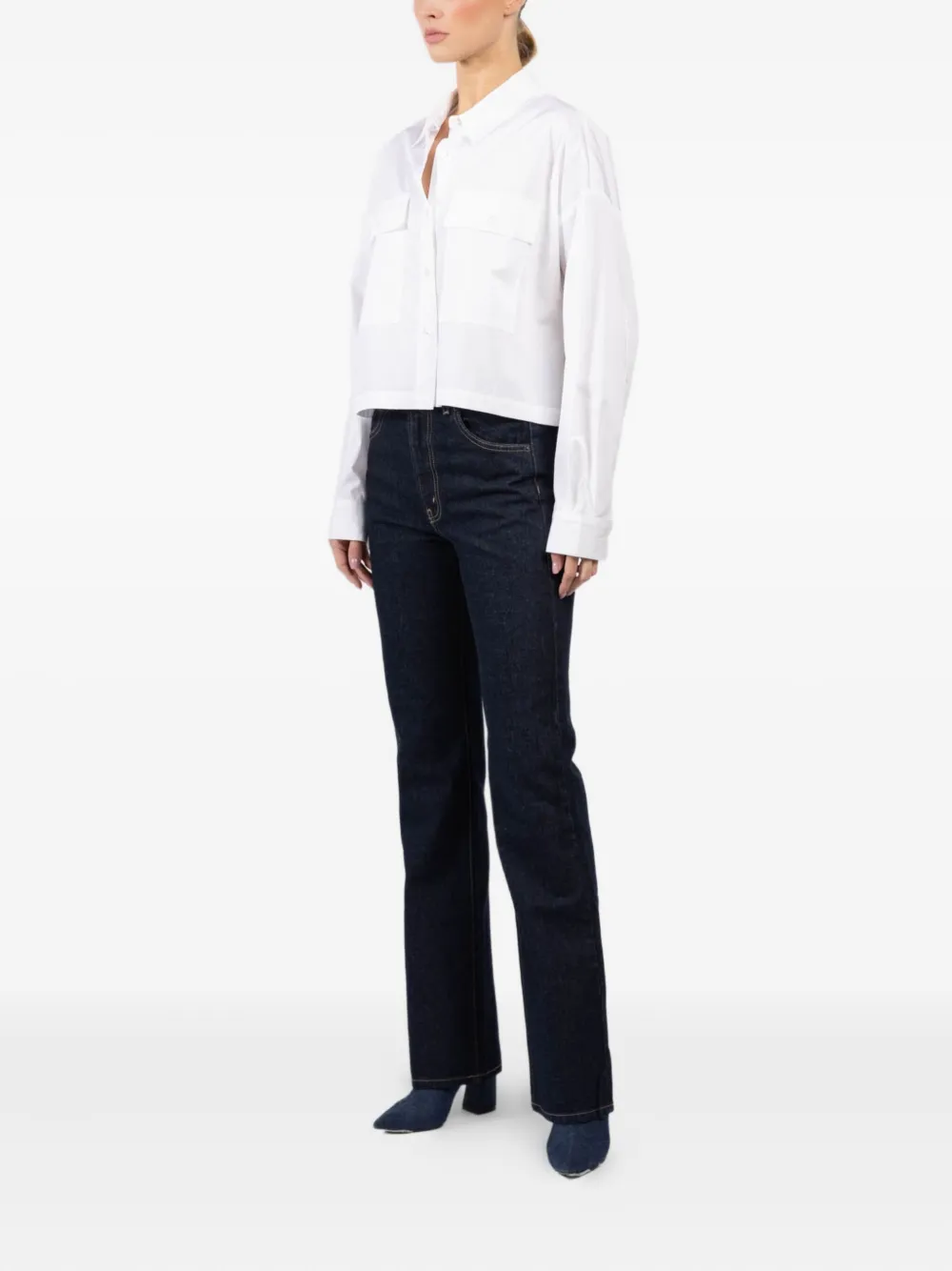 Arlo Mott Pocket-detail Cropped Shirt In White