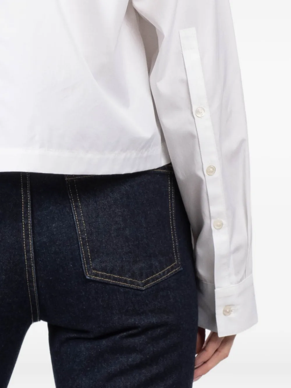 Arlo Mott Pocket-detail Cropped Shirt In White